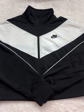 Nike Black and White Track Jacket with Chest Swoosh